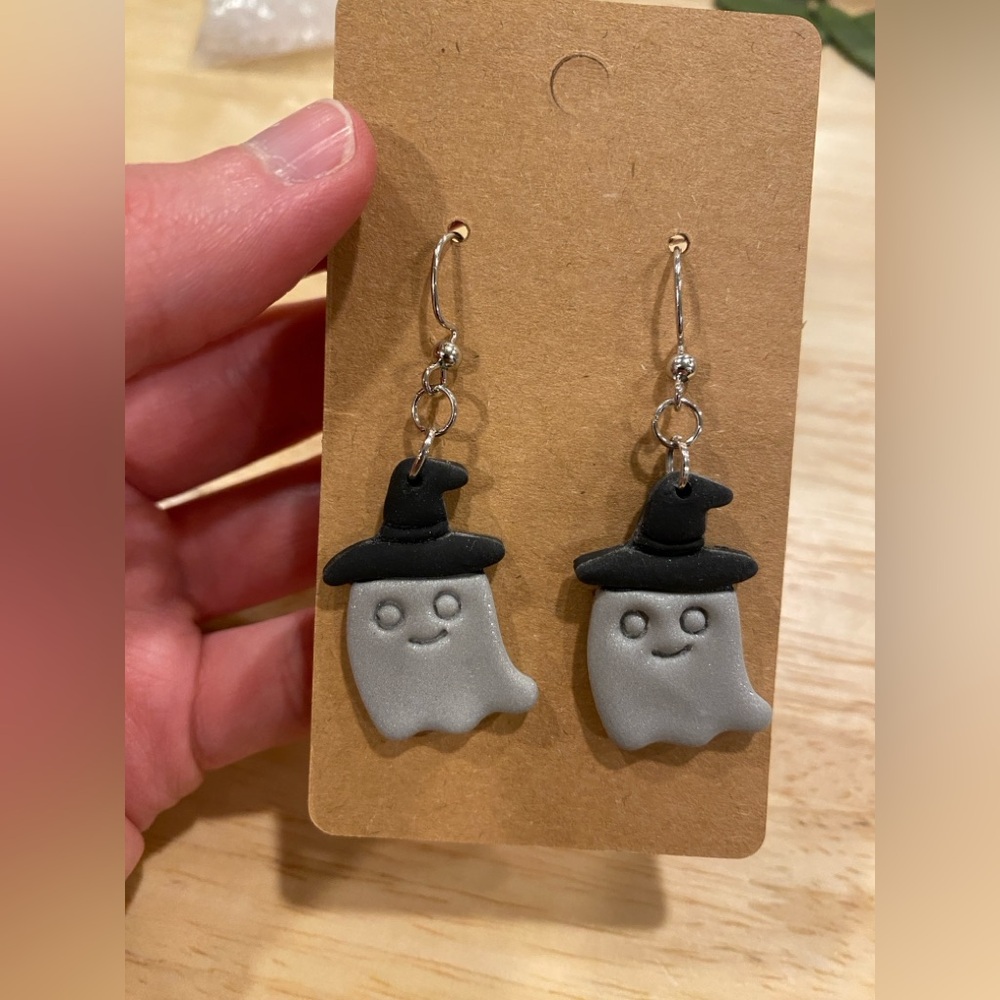 Supercute Polymer Clay Ghost Earrings